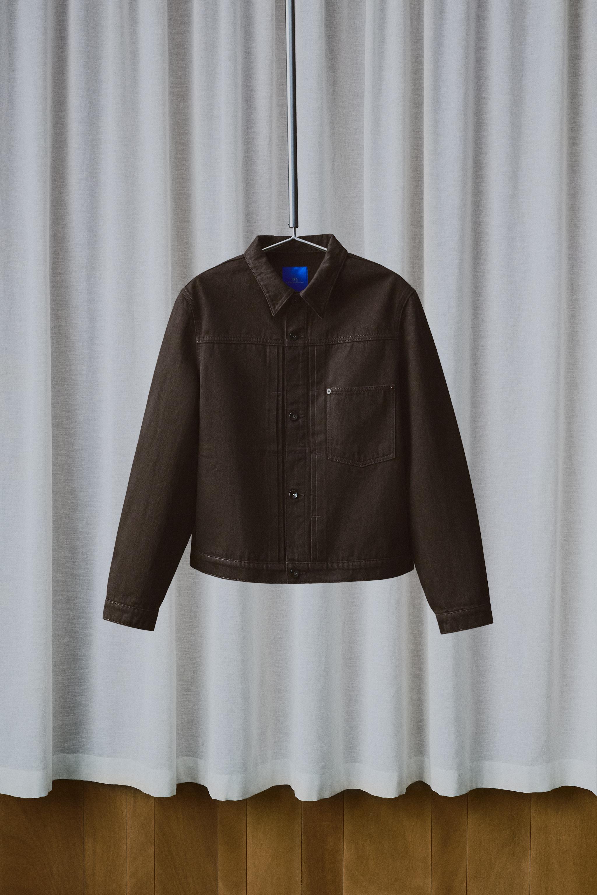 AARON LEVINE X ZARA CROPPED PLEATED JACKET — Chocolate brown
