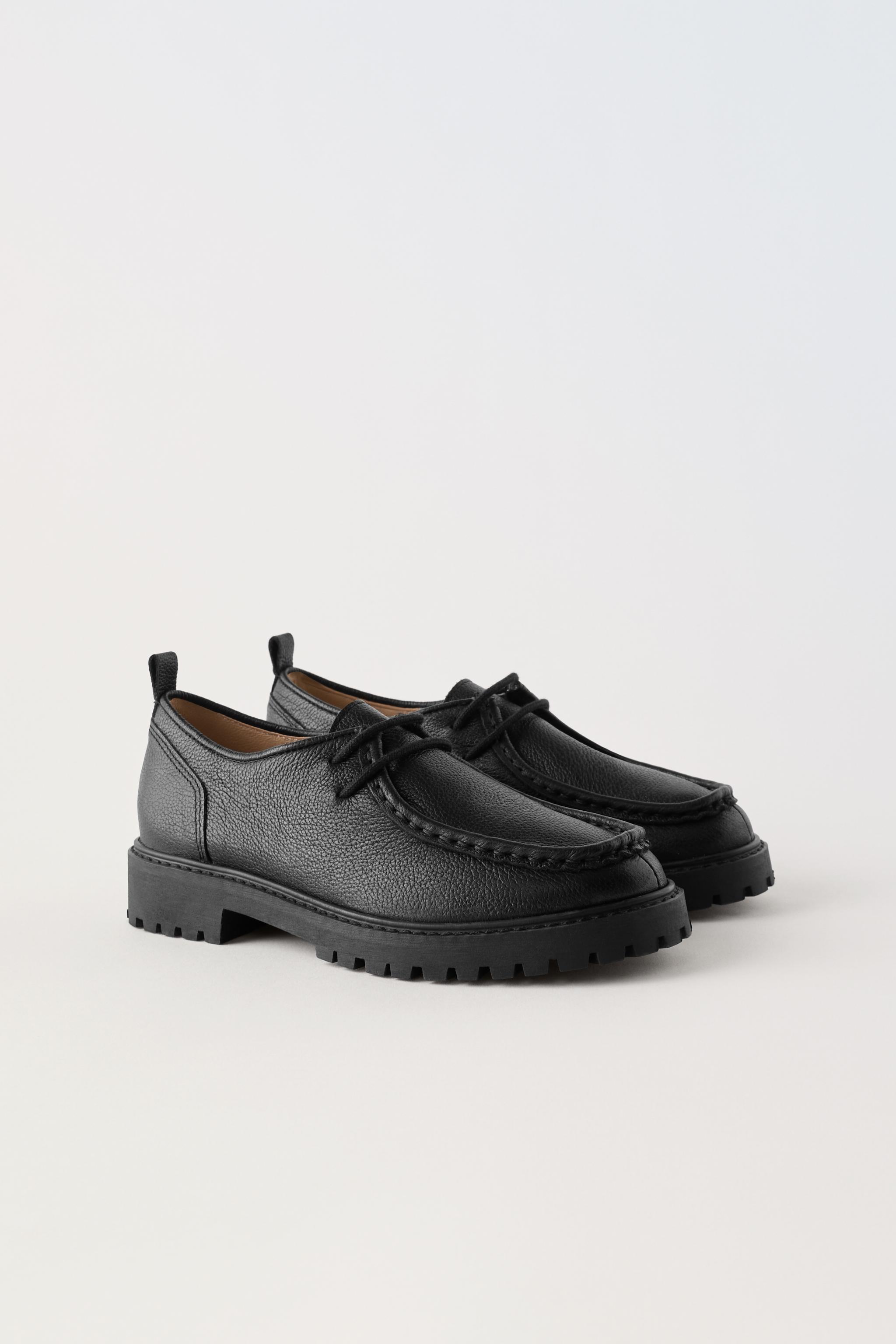 LEATHER OXFORD SHOES - Black | ZARA United States