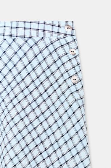 ASYMMETRIC CHECK MIDI SKIRT - Blue/White by Zara - Image 9