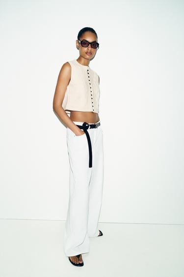 TEXTURED KNIT WAISTCOAT TOP - Ecru by Zara - Image 3