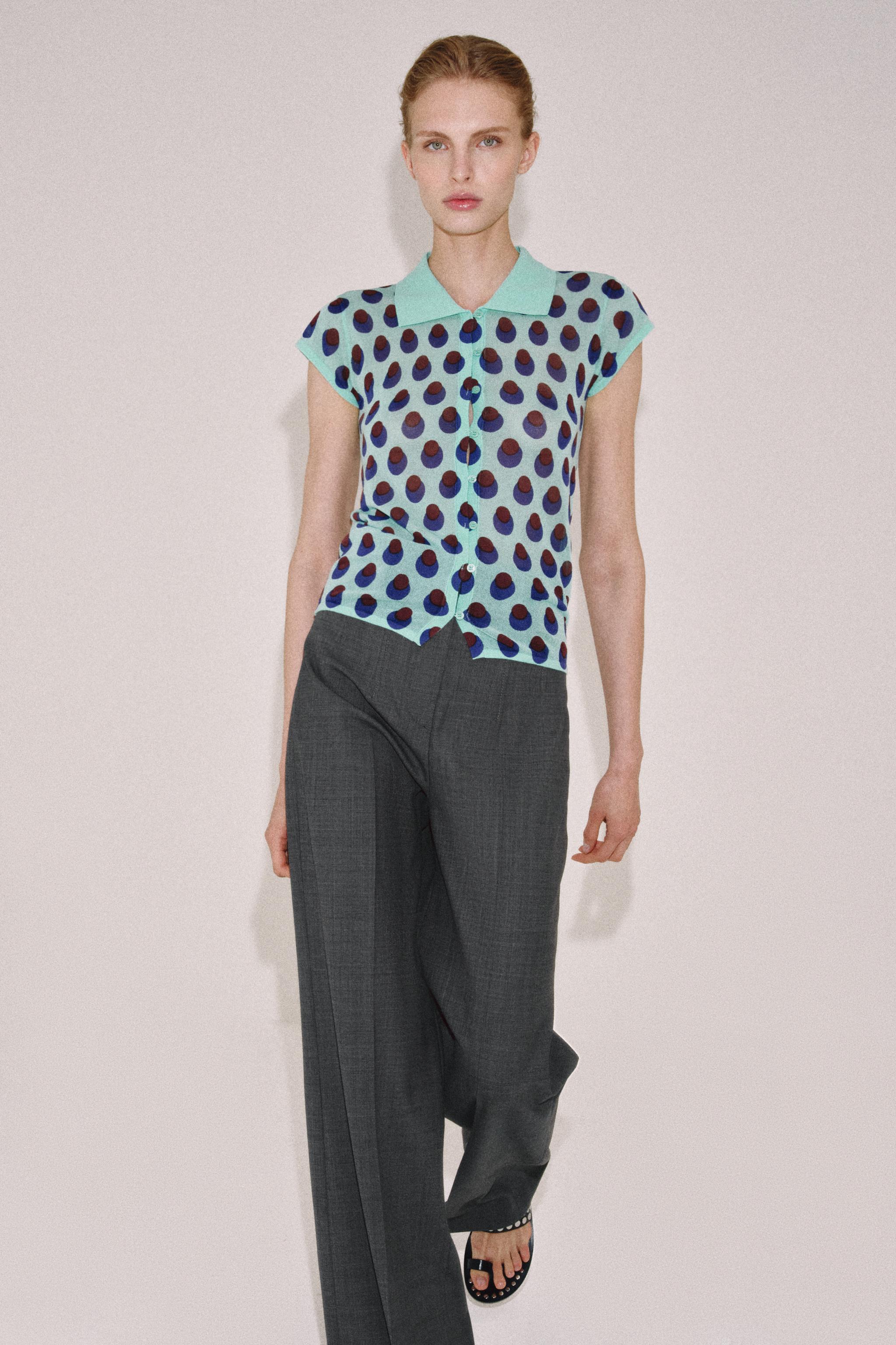 ZW COLLECTION ウール混ハイウエストパンツ - ダークネイビーブルー