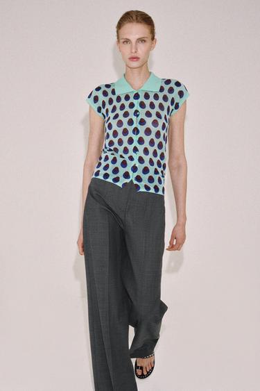 JACQUARD KNIT POLO SHIRT - Light green by Zara - Image 5