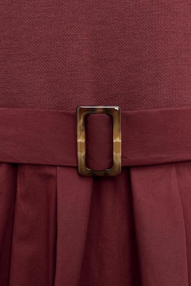 ROBE BIMATIÈRE AVEC CEINTURE - Bordeaux de Zara - Image 3