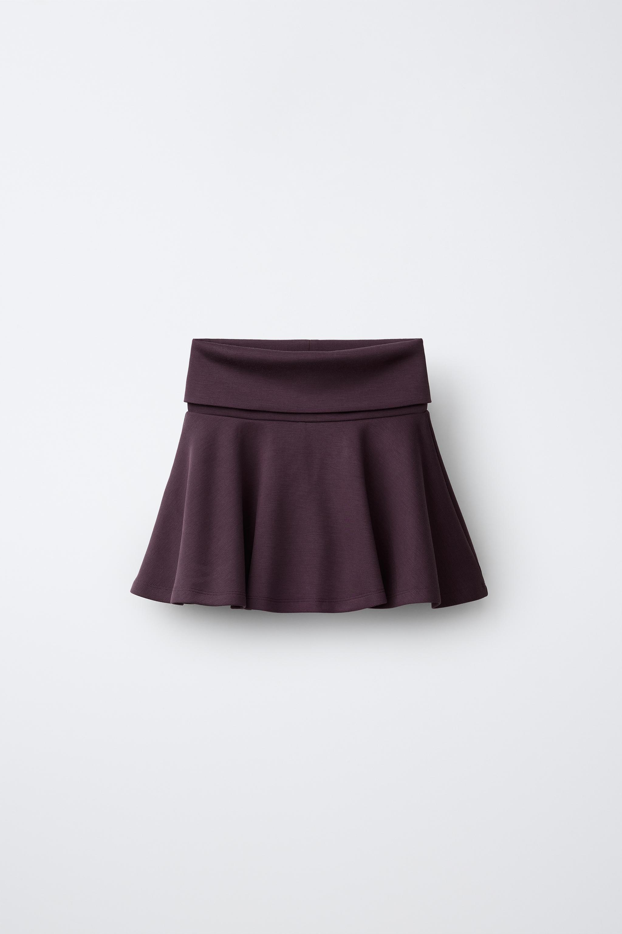 FOLD-OVER GYM SKIRT — Eggplant