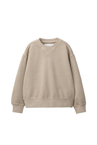PLAIN GARMENT DYE SWEATSHIRT - Beige by Zara