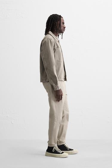 PANTALON DÉLAVÉ AVEC TAILLE JOGGING - Marron clair de Zara - Image 3