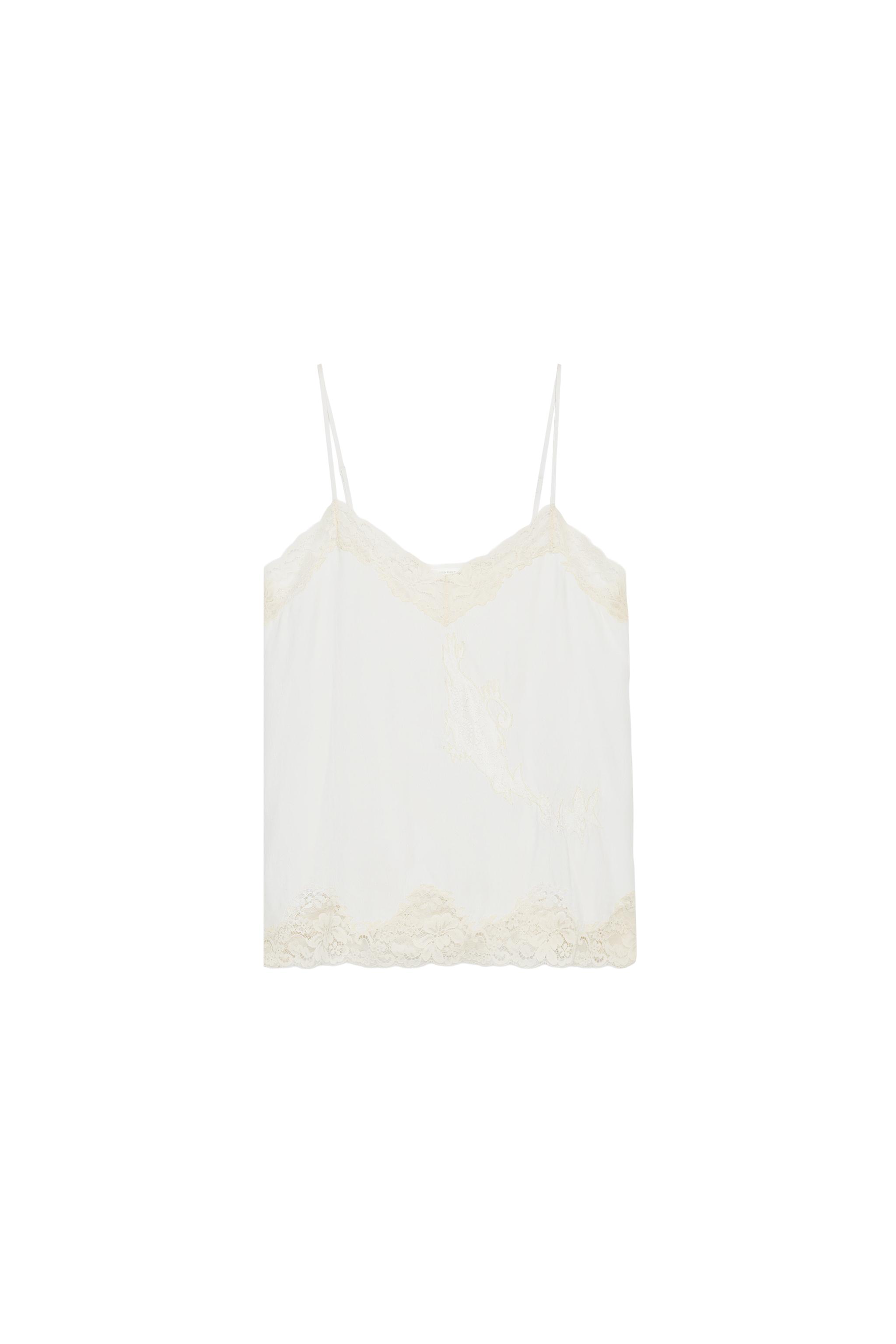 ZW COLLECTION LACE CAMISOLE TOP - Oyster-white | ZARA Spain