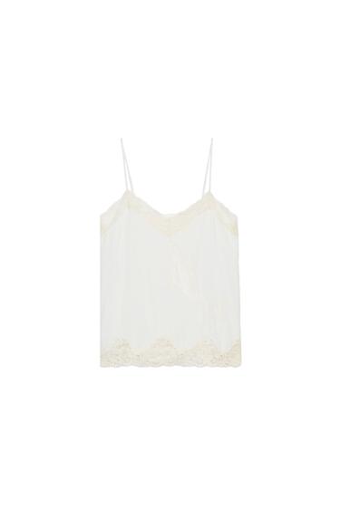 ZW COLLECTION LACE CAMISOLE TOP - Oyster-white by Zara