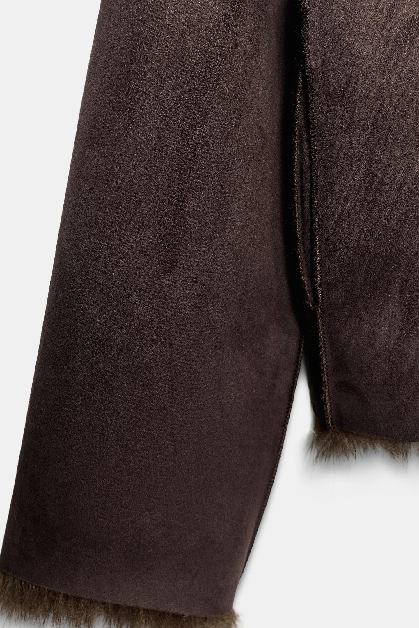 Женская куртка Zara Reversible Faux Fur, цвет: Коричневый — фото 12