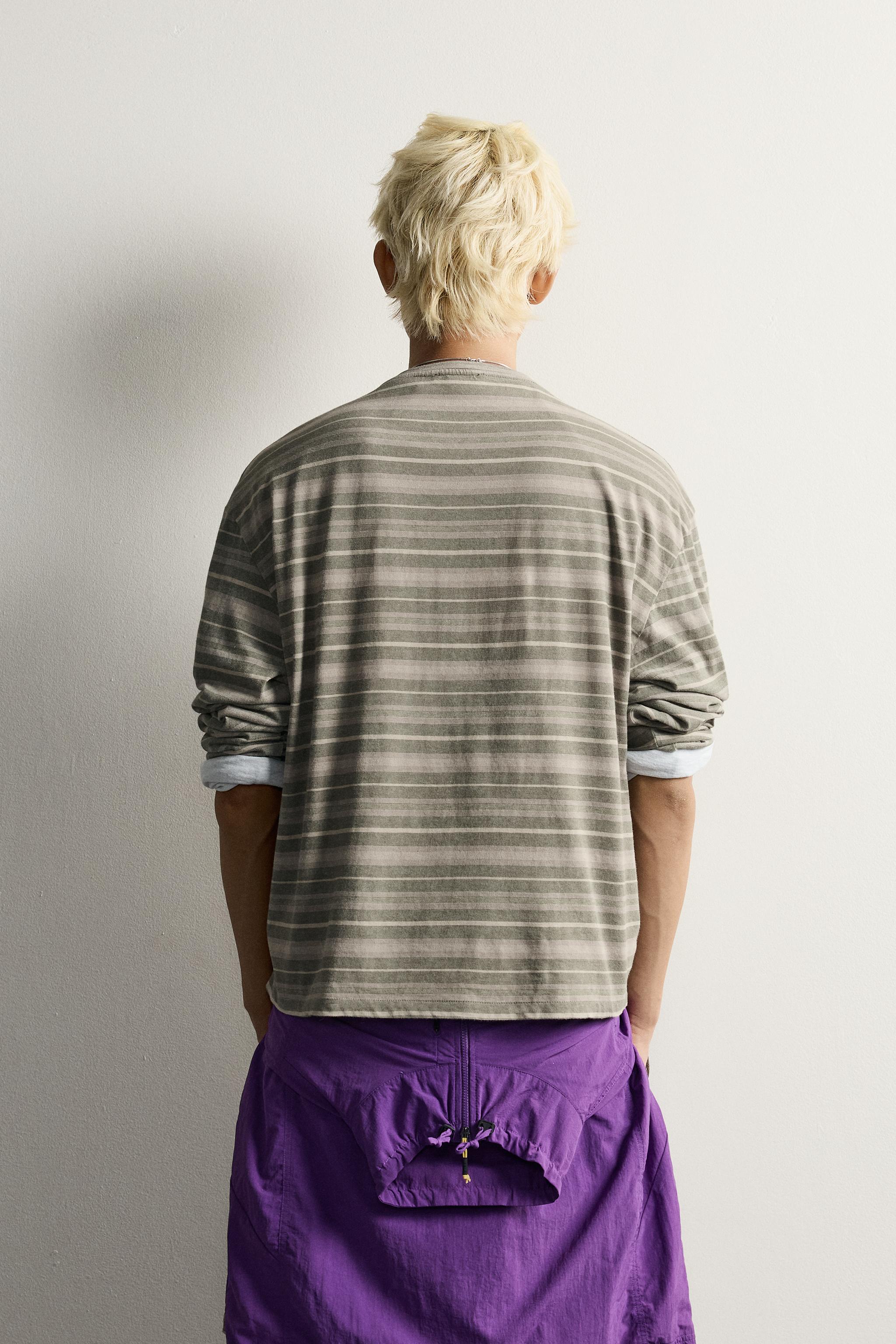 STRIPED JACQUARD BOXY FIT T-SHIRT