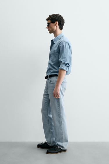 COTTON-LYOCELL STRAIGHT-LEG JEANS - Light blue by Zara - Image 3