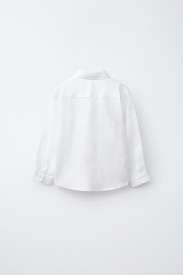 100% LINEN SHIRT - White by Zara - Image 1