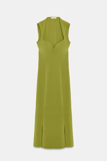 ROBE DÉCOLLETÉ CŒUR - Vert de Zara