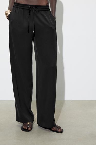 FLOWING TROUSERS WITH STRETCH WAIST - Black by Zara