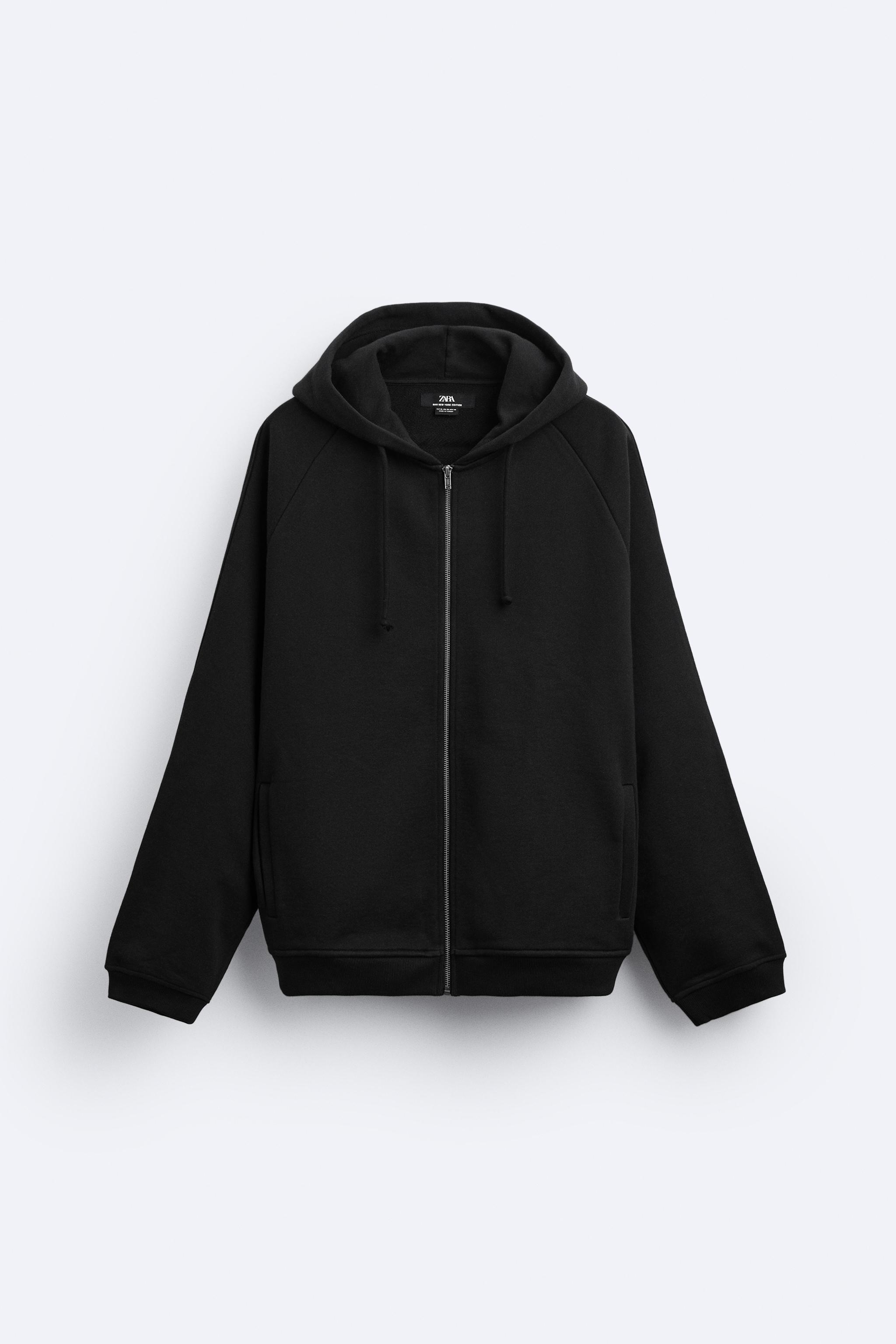 Zara man black hoodie new arrivals