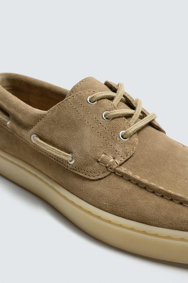 LEATHER DECK SHOES - Beige by Zara - Image 5