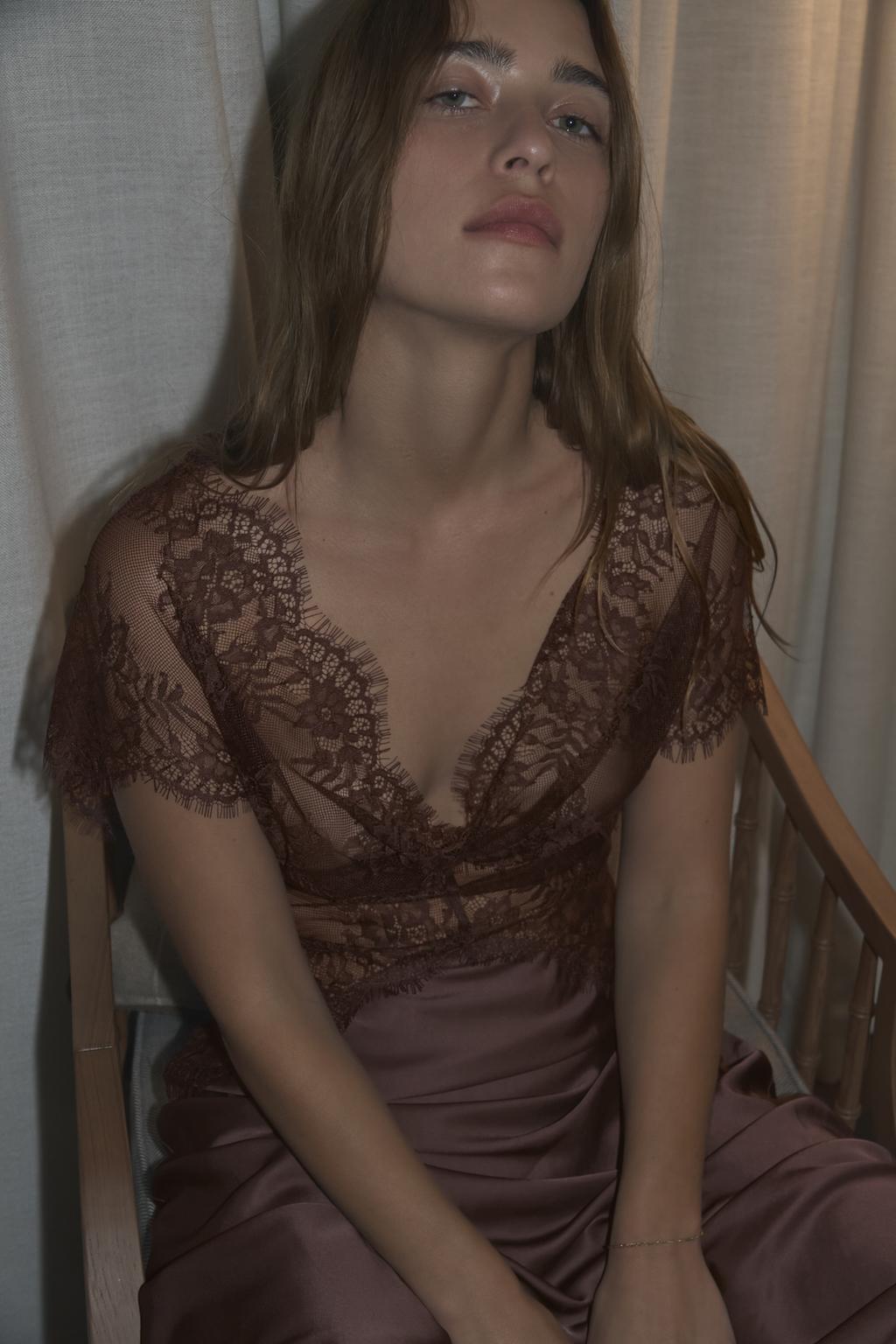 COMBINATION SATIN LACE DRESS