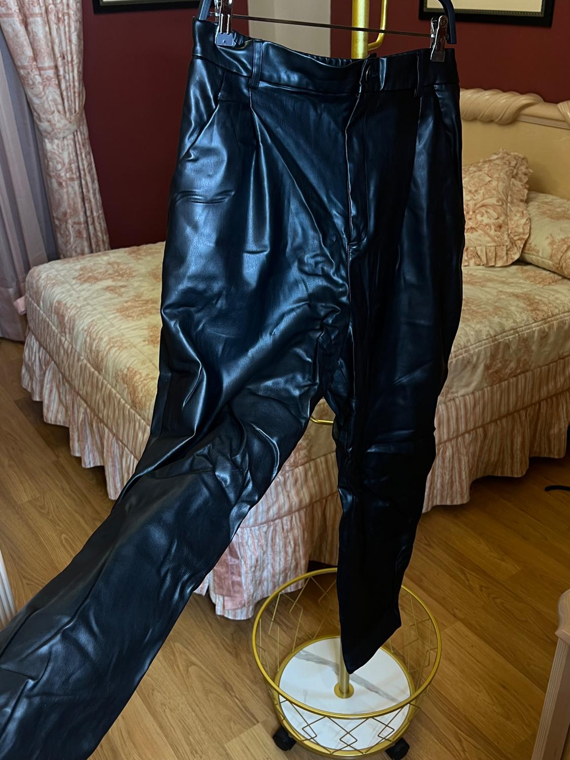 FAUX LEATHER MOM FIT TROUSERS - Image 3