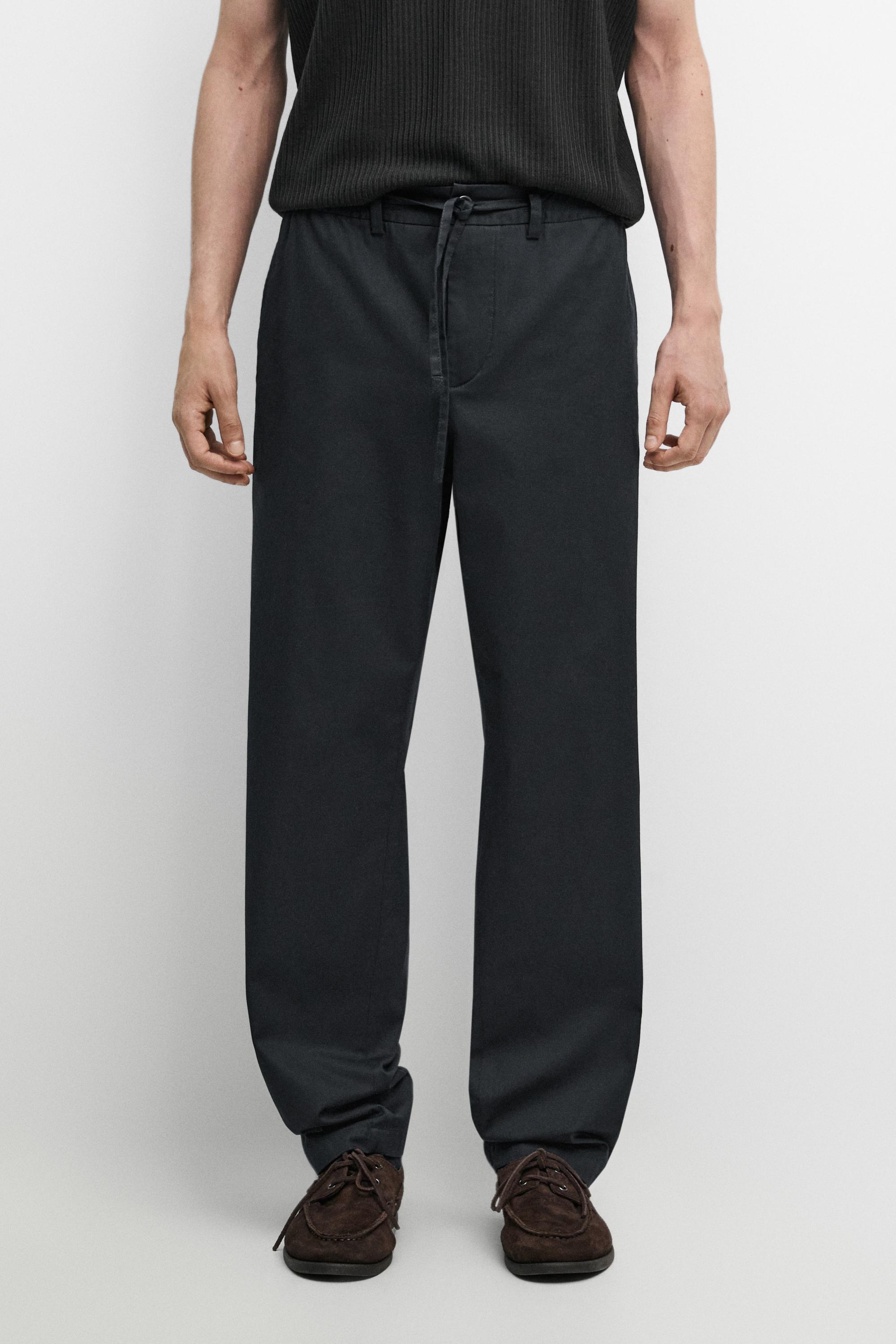 Cotton blend jogger fit pants — Navy blue