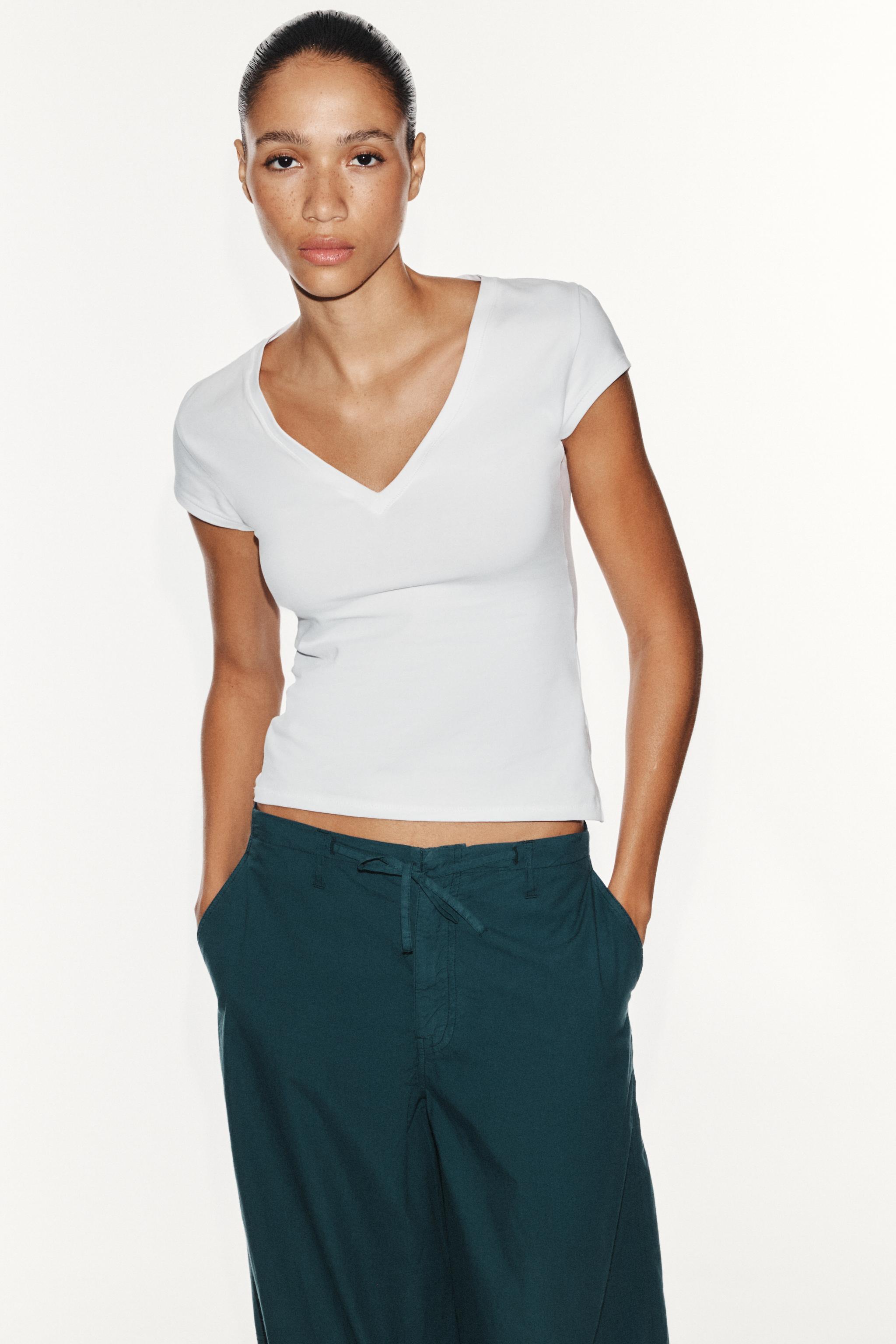 Женские брюки Zara DRAWSTRING WIDE-LEG PANTS — фото 3