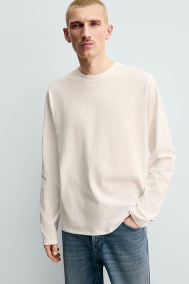 T-SHIRT MEDIUM WEIGHT MANCHES LONGUES ORIGINS - Blanc cassé de Zara - Image 4