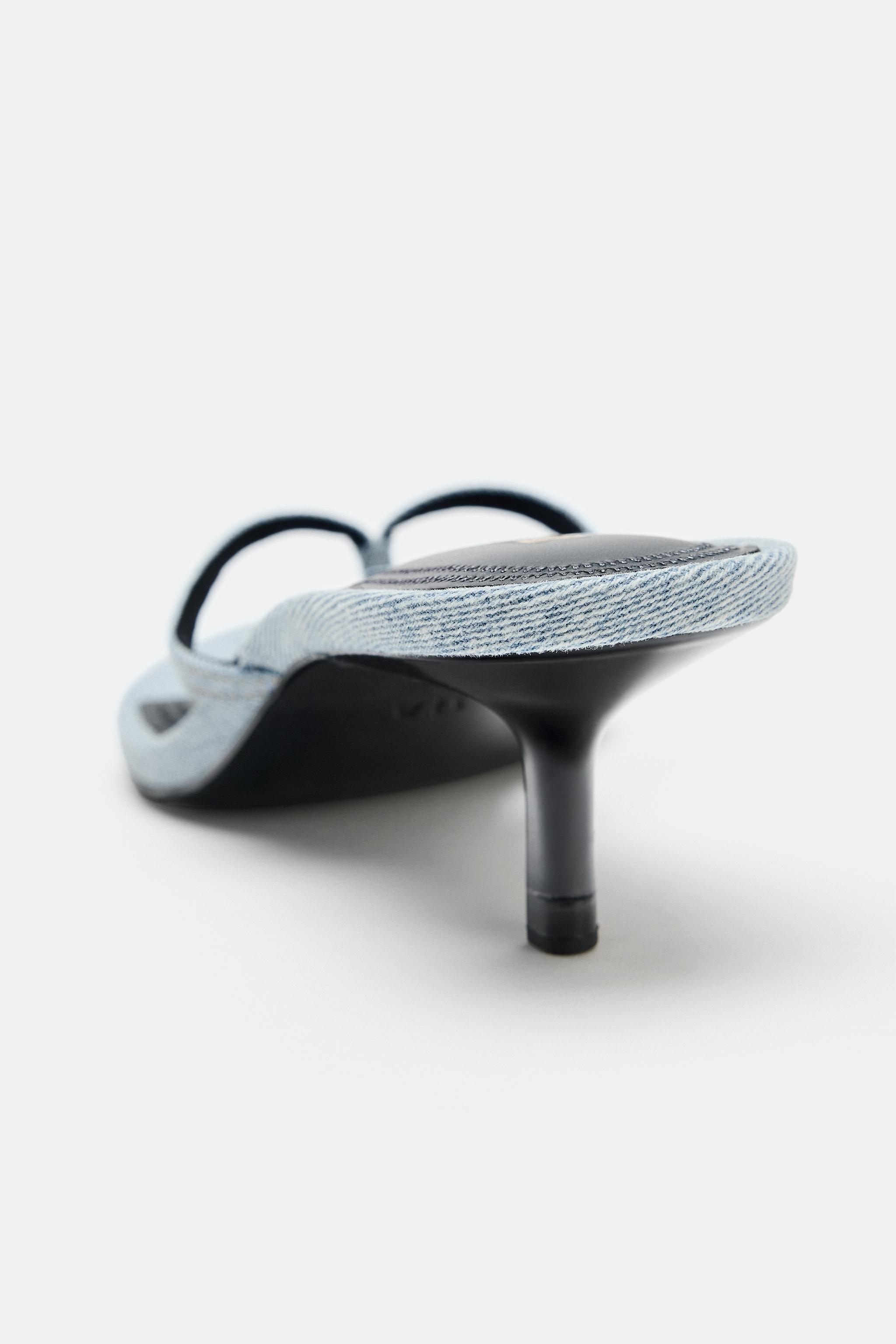 Женские сандалии Zara DENIM KITTEN HEEL SANDALS — фото 5