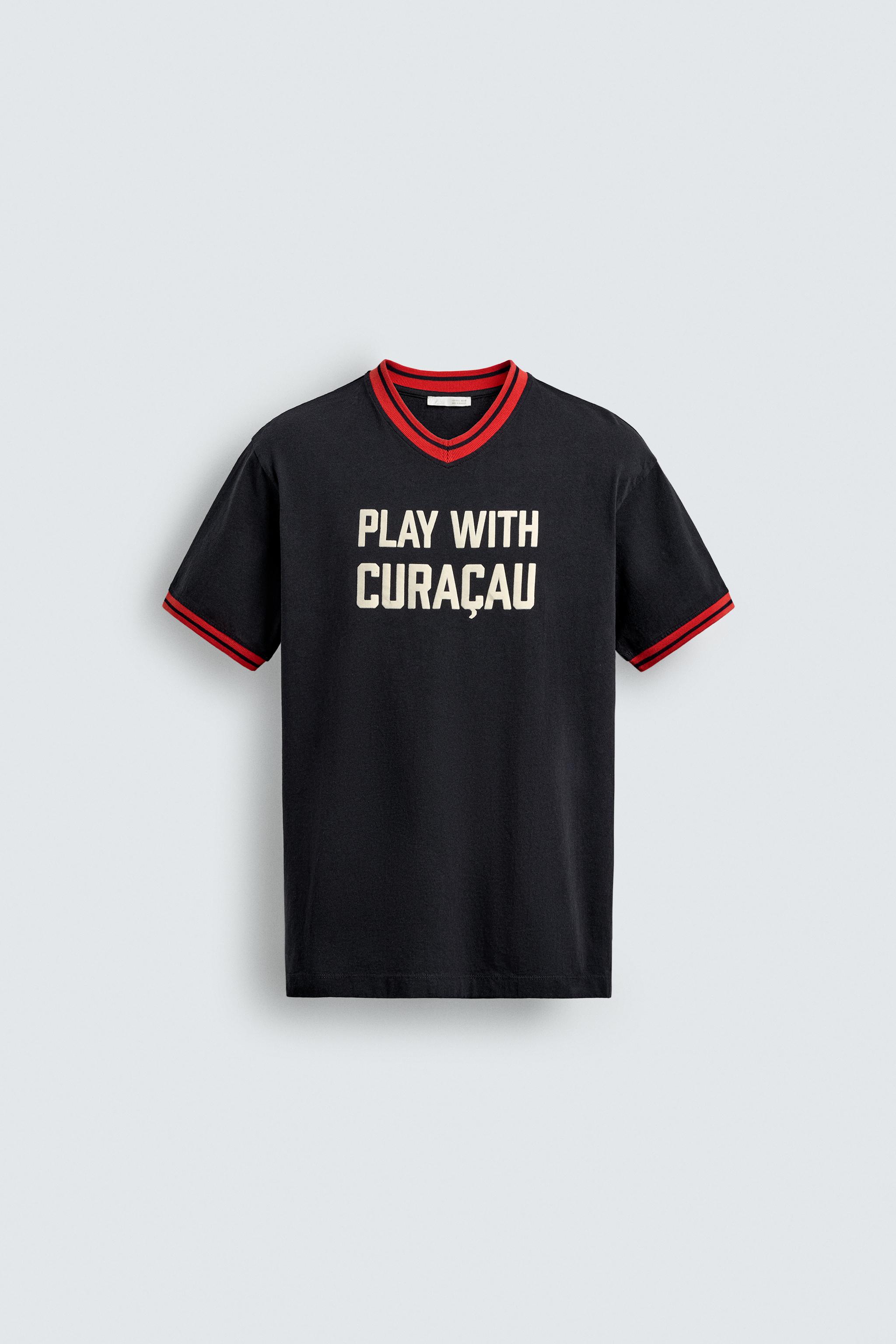 CONTRASTING TEXT PRINT T-SHIRT