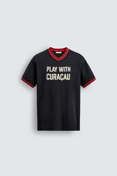 CONTRAST SLOGAN PRINT T-SHIRT - Navy blue by Zara