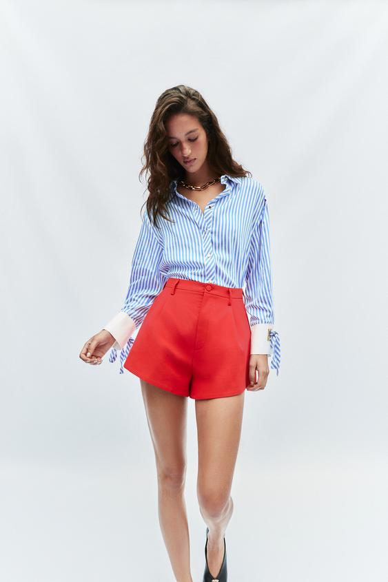 BERMUDA PINZAS ZW COLLECTION - Rojo fuerte de Zara - Imagen 0