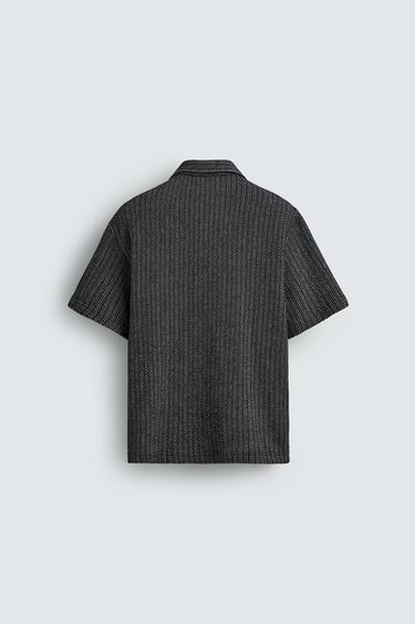 CAMISA ESTRUCTURA JACQUARD - Marino de Zara