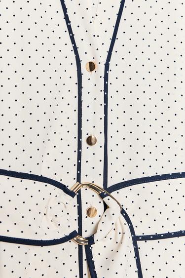 ROBE MIDI CHEMISE À POIS - Écru / Bleu marine de Zara - Image 5