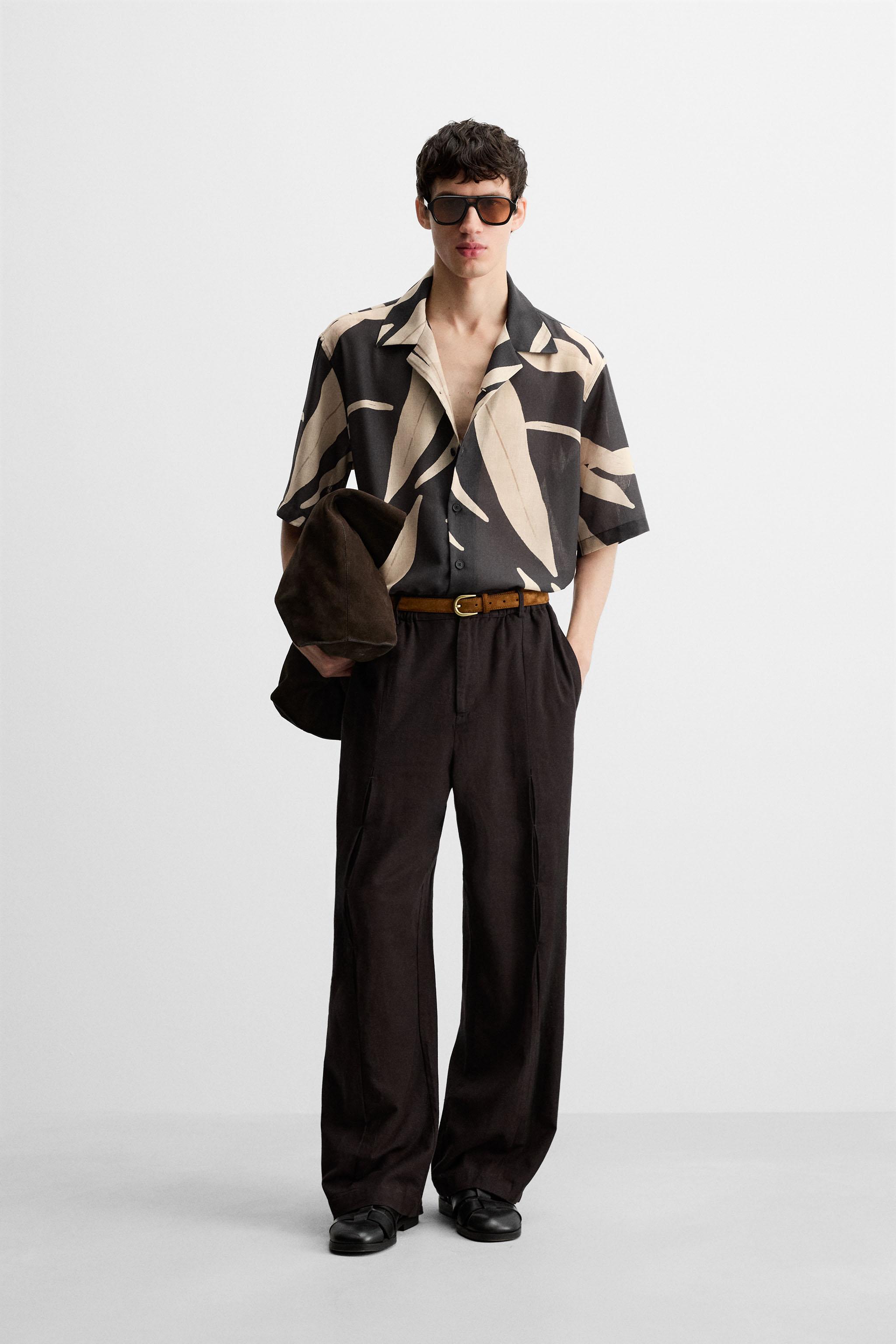 リーフ柄シャツ - ブラック | ZARA Japan / 日本