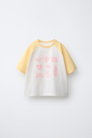 EMBROIDERED RAGLAN SLEEVE T-SHIRT - Yellow by Zara