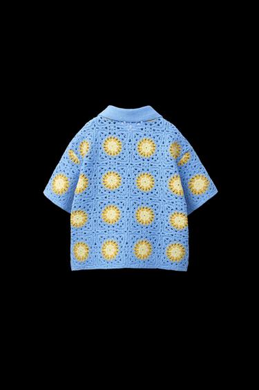 HÄKELSTRICKHEMD MIT SONNEN - Hellblau von Zara