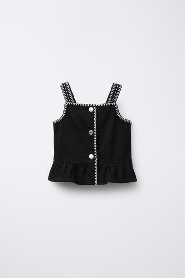 Zara VEZENI TEKSAS TOP – Crna