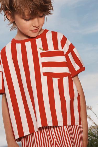 STRIPED T-SHIRT WITH POCKET - LIMITED EDITION - striped by Zara - Image 1