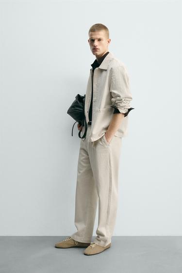 STRIPED TEXTURED OVERSHIRT - Ecru by Zara - Image 3