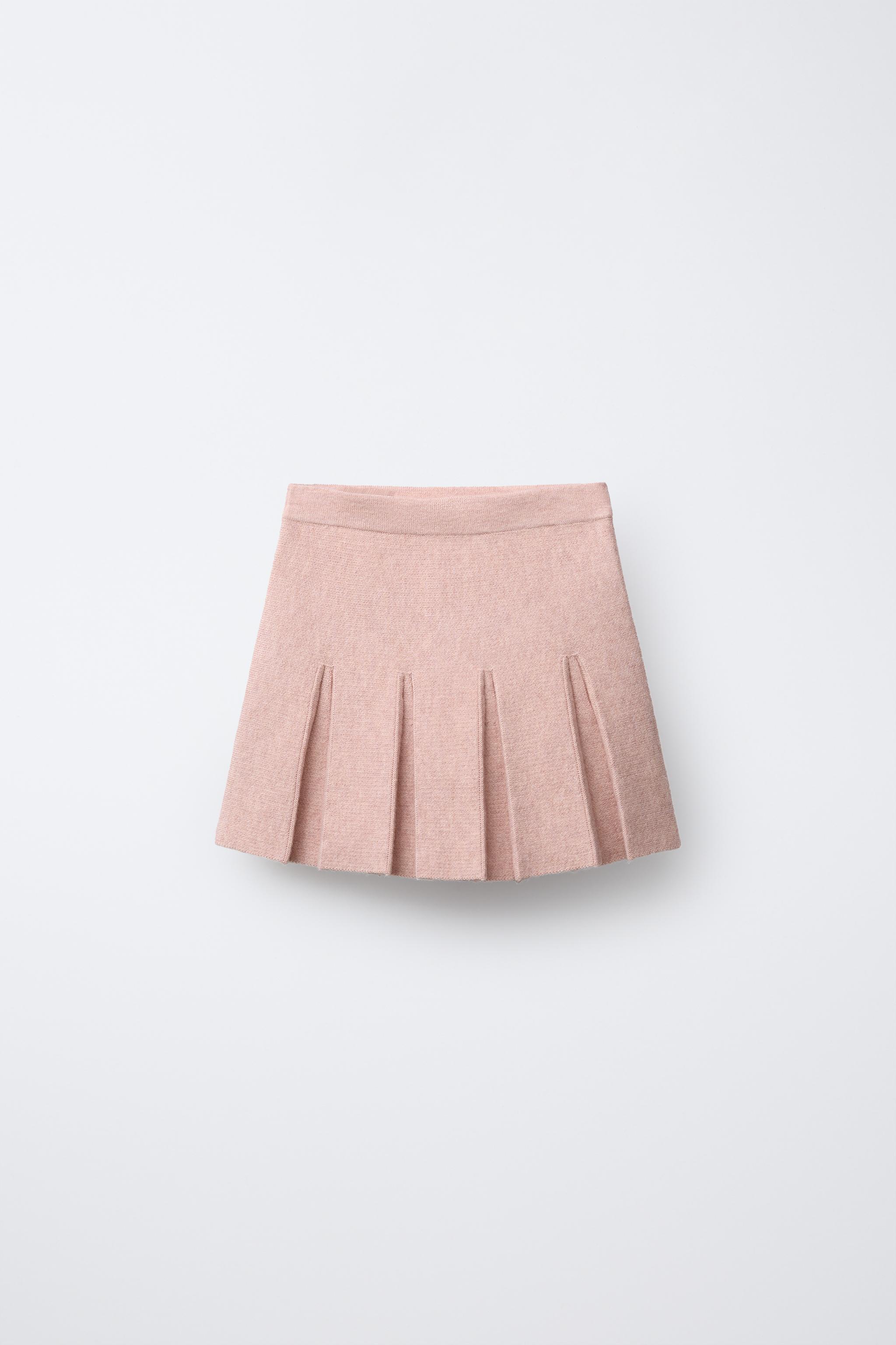 PLEATED KNIT SKIRT - Pale pink | ZARA United States
