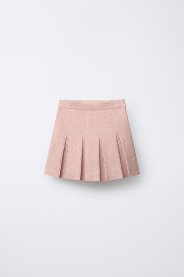 CHÂN VÁY DỆT KIM XẾP LY LỚN - Màu hồng vỏ đỗ từ Zara