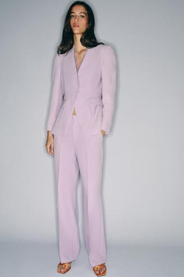 Zara HIGH-WAISTED STRAIGHT LEG PANTS - Lilac