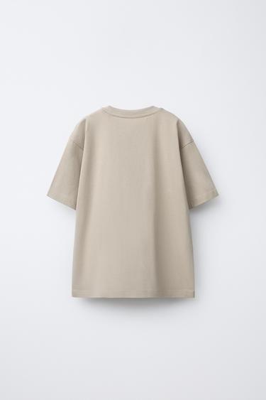 JOGGING T-SHIRT WITH LABEL - Beige by Zara - Image 1