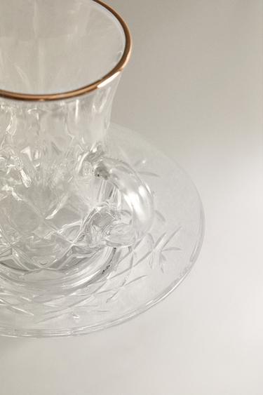 ENGRAVED GLASS TEACUP - Gold by Zara - Image 2