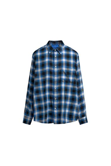 CAMISA FLUIDA CUADROS AARON LEVINE X ZARA - Azul de Zara