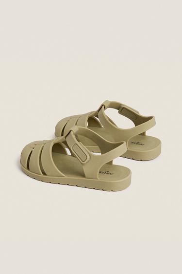 RUBBERISED CAGE SANDALS WITH HOOK-AND-LOOP STRAP - Green by Zara - Image 4