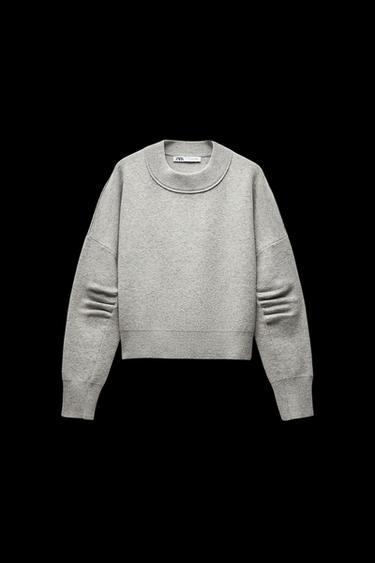 Zara PLEATED SLEEVE SWEATSHIRT - Gray marl - Image 0