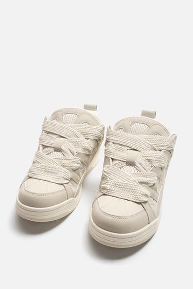 MAXI LACE-UP TRAINERS - Beige by Zara - Image 1
