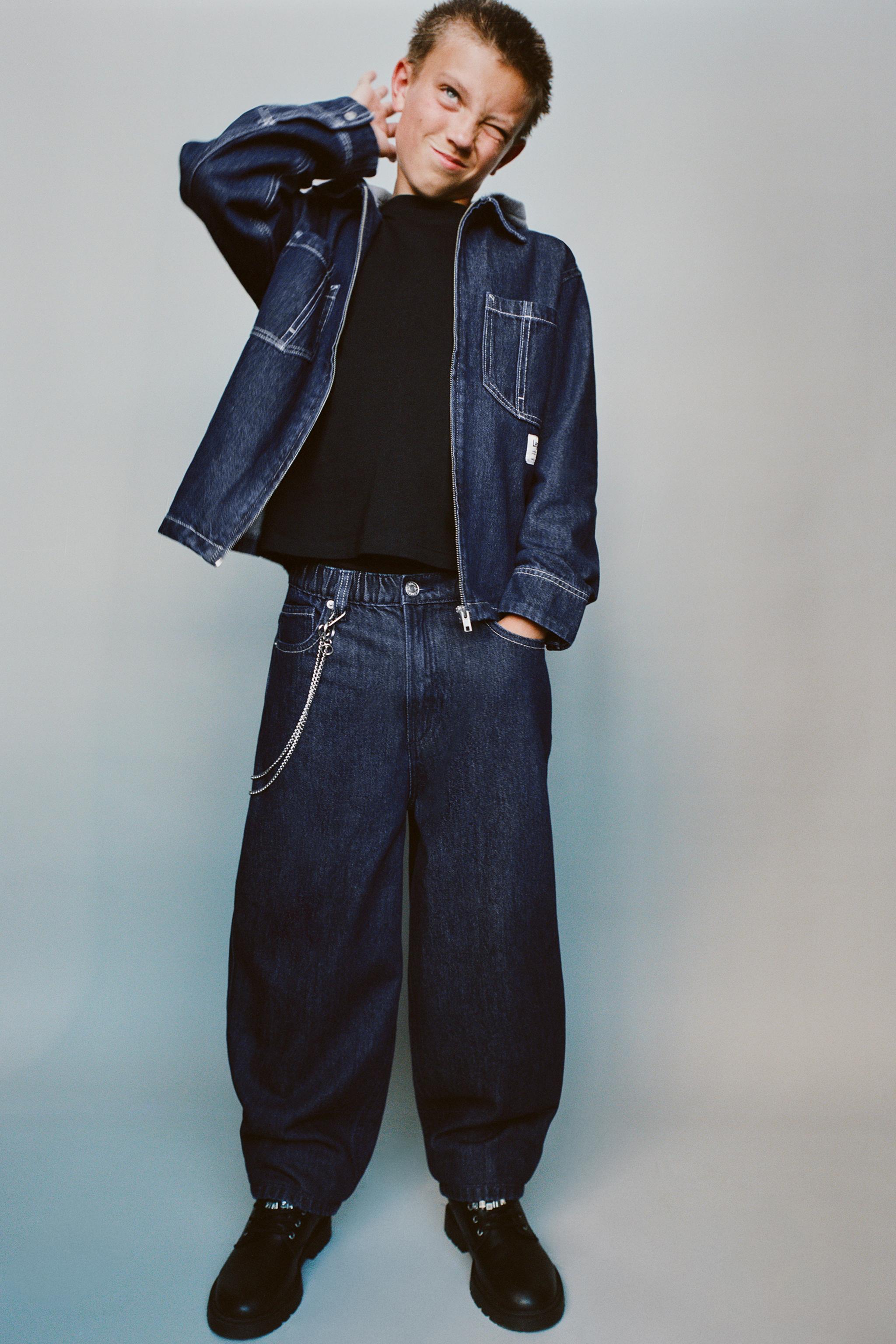 Детские джинсы Zara DENIM OVERSHIRT WITH DETACHABLE FLEECE HOOD