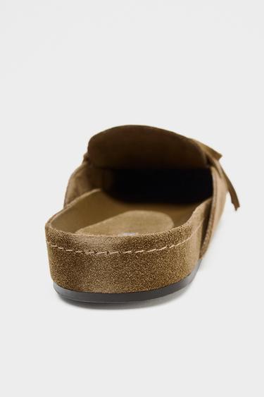 SABOTS CROÛTE DE CUIR FRANGES - Marron de Zara - Image 4