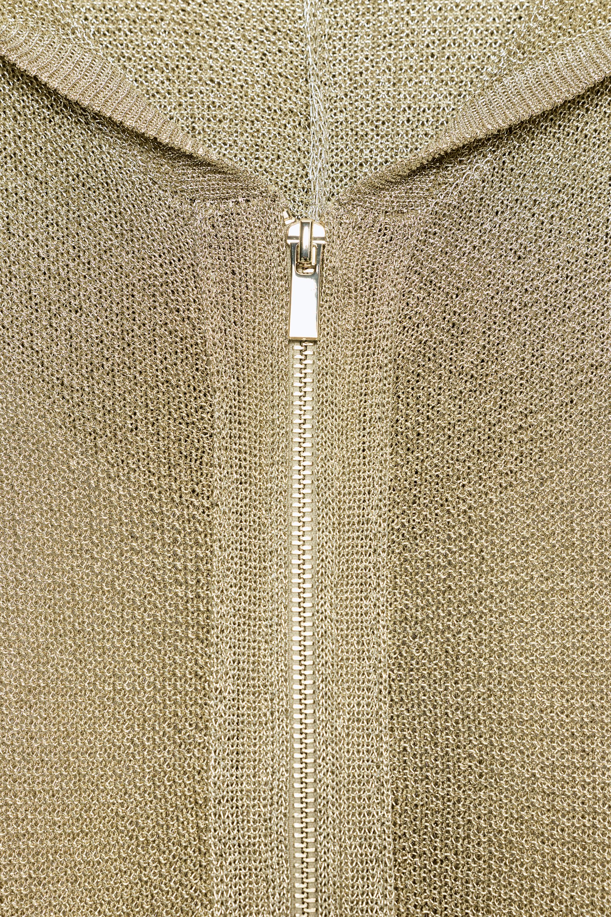 SWEAT À CAPUCHE EN MAILLE FIL MÉTALLISÉ
