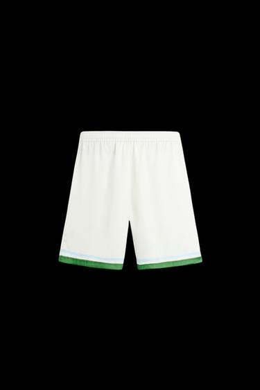 Zara PATTERNED SATIN EFFECT SHORTS - Green